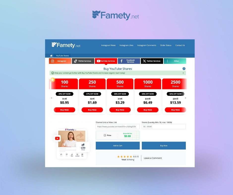 1. Famety – The Most Reliable Platform for Real YouTube Shares