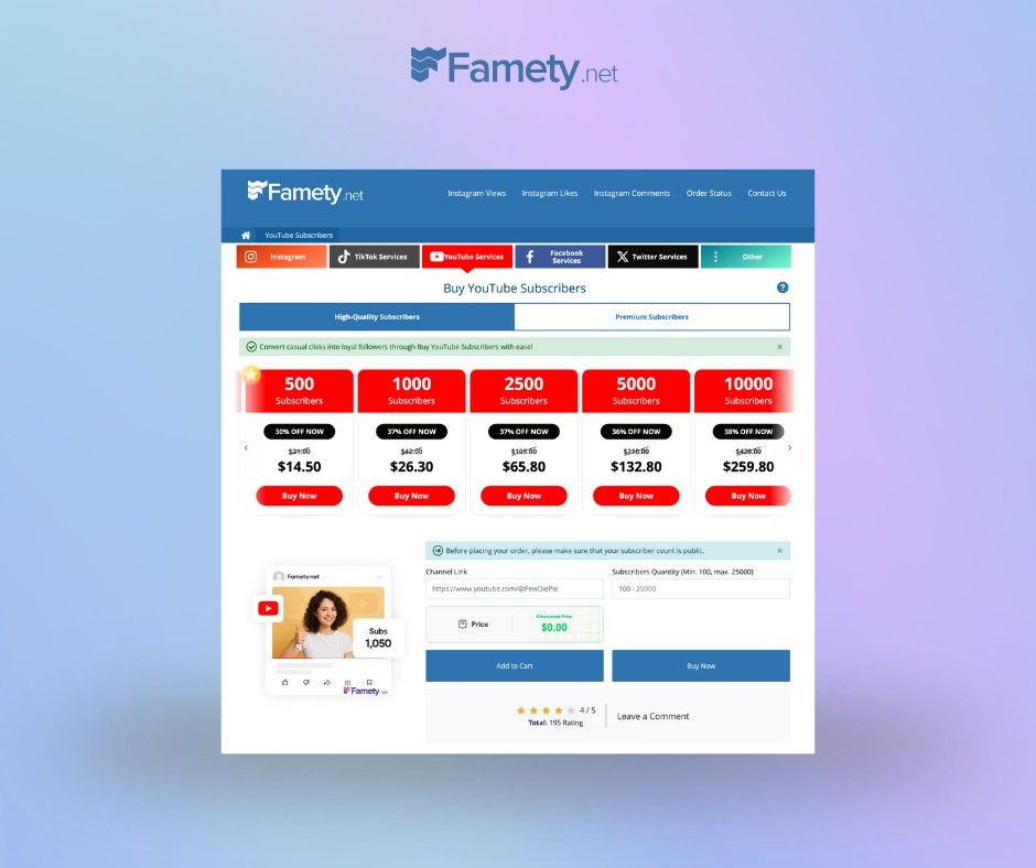 1. Famety – The Most Reliable Platform for Real YouTube Subscribers